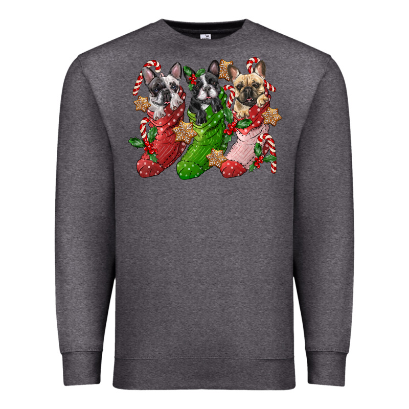 French Bulldog With Christmas Socks Premium Sweatshirt by FaDigitalArtStudio | Teevron