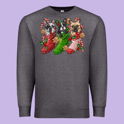 French Bulldog With Christmas Socks Premium Sweatshirt Designed By Fadigitalartstudio