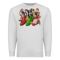 Dove Grey french bulldog with christmas socks Premium Sweatshirt - FaDigitalArtStudio