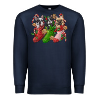 Navy french bulldog with christmas socks Premium Sweatshirt - FaDigitalArtStudio