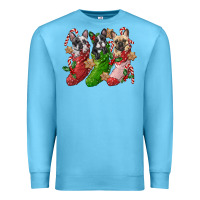 Ocean Blue french bulldog with christmas socks Premium Sweatshirt - FaDigitalArtStudio