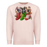 Pale Pink french bulldog with christmas socks Premium Sweatshirt - FaDigitalArtStudio