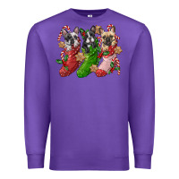 Purple french bulldog with christmas socks Premium Sweatshirt - FaDigitalArtStudio