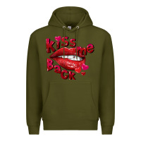 Army Green Kiss me back Valentine's Day Premium Hoodie - FaDigitalArtStudio