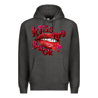 Charcoal Heather Kiss me back Valentine's Day Premium Hoodie - FaDigitalArtStudio