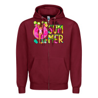 Burgundy Hello Summer Donut Girl Zipper Hoodie - CowCowDesign