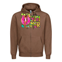 Chestnut Hello Summer Donut Girl Zipper Hoodie - CowCowDesign