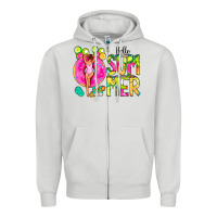 Dove Grey Hello Summer Donut Girl Zipper Hoodie - CowCowDesign