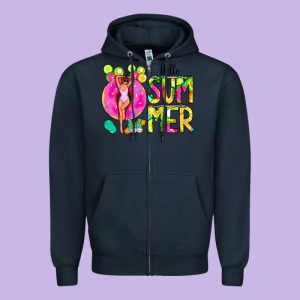 Hello Summer Donut Girl Zipper Hoodie Designed By Cowcowdesign