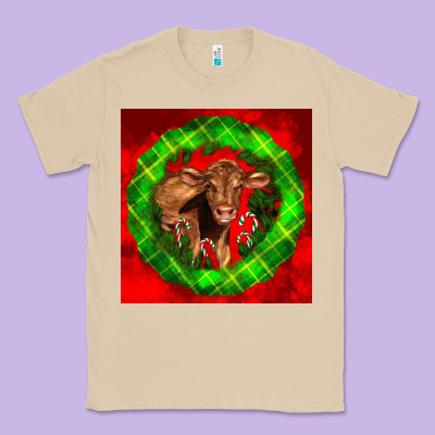 Christmas Red Angus Calf Classic Tee Designed By Lillyallendesigns