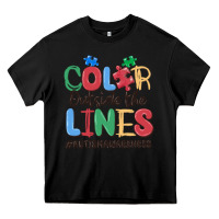 Black color outside the lines autism awareness Heavy Core Tee - MaliasSmallBusiness