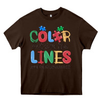 Chocolate Brown color outside the lines autism awareness Heavy Core Tee - MaliasSmallBusiness