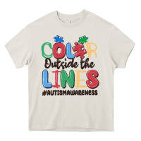 Cream color outside the lines autism awareness Heavy Core Tee - MaliasSmallBusiness