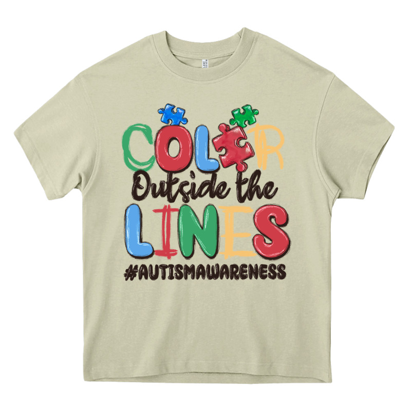 Color Outside The Lines Autism Awareness Heavy Core Tee by MaliasSmallBusiness | Teevron
