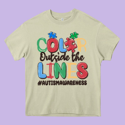 Color Outside The Lines Autism Awareness Heavy Core Tee Designed By Maliassmallbusiness