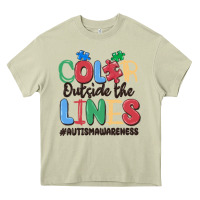 Mossy color outside the lines autism awareness Heavy Core Tee - MaliasSmallBusiness