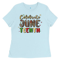 Baby Blue celebrate juneteenth Ladies Tee - MaliasSmallBusiness
