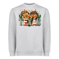 Heather Grey Love Texas 4th of july Heavyweight Sweatshirt - HowdyJamesFarm