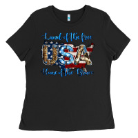 Black land of the free home of the brave american flag background Ladies Tee - Jasminsmagicworld