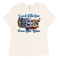 Bone land of the free home of the brave american flag background Ladies Tee - Jasminsmagicworld