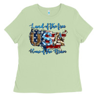 Matcha land of the free home of the brave american flag background Ladies Tee - Jasminsmagicworld