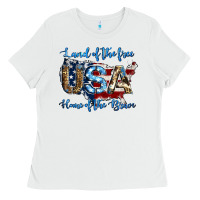 White land of the free home of the brave american flag background Ladies Tee - Jasminsmagicworld