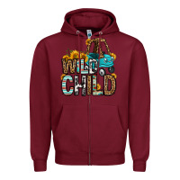 Burgundy wild child kids car Zipper Hoodie - OliviaCreatesArt