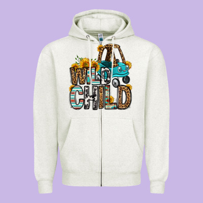 Wild Child Kids Car Zipper Hoodie Designed By Oliviacreatesart