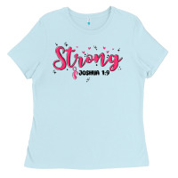 Baby Blue strong joshua 1 9 Ladies Tee - MaliasSmallBusiness
