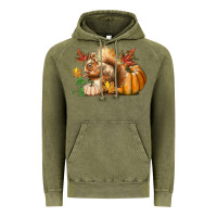Vintage Olive Fall Squirrel Vintage Hoodie - LillyAllenDesigns