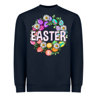 Navy Easter with eggs and daisy Easter Day Heavyweight Sweatshirt - HowdyJamesFarm