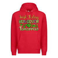 Red St. Patrick's Irish today hungover tomorrow Premium Hoodie - OliviaCreatesArt