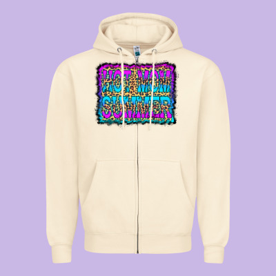 Hot Mom Summer Leopard Zipper Hoodie Designed By Cowcowdesign