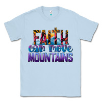 Dusty Blue Faith Can Move Mountains Classic Tee - LillyAllenDesigns