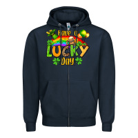 Navy St. Patrick's Have a lucky day Zipper Hoodie - OliviaCreatesArt