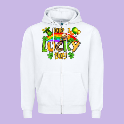 St. Patrick's Have A Lucky Day Zipper Hoodie Designed By Oliviacreatesart
