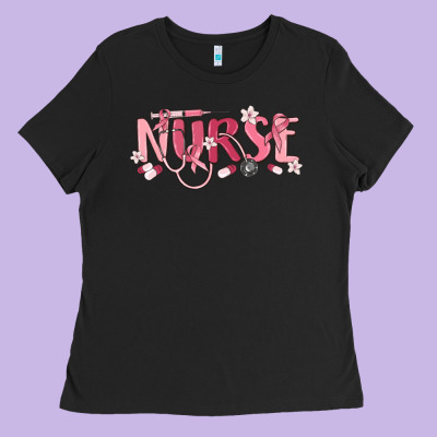 Nurse Breast Cancer Awareness Ladies Tee Designed By Maliassmallbusiness