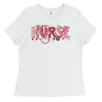 White nurse breast cancer awareness Ladies Tee - MaliasSmallBusiness