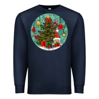 Navy christmas tree and gnome Premium Sweatshirt - BundleAndBundleShop