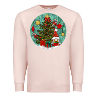 Pale Pink christmas tree and gnome Premium Sweatshirt - BundleAndBundleShop