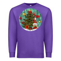 Purple christmas tree and gnome Premium Sweatshirt - BundleAndBundleShop