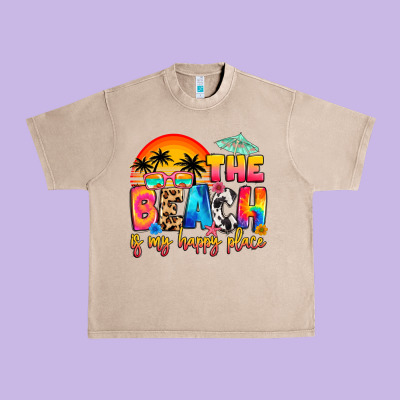 The Beach Is My Happy Place Urban Heavy Tee Designed By Artiststas
