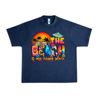 Navy the beach is my happy place Urban Heavy Tee - Artiststas