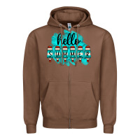 Chestnut Hello Summer Serape Turquoise Zipper Hoodie - CowCowDesign