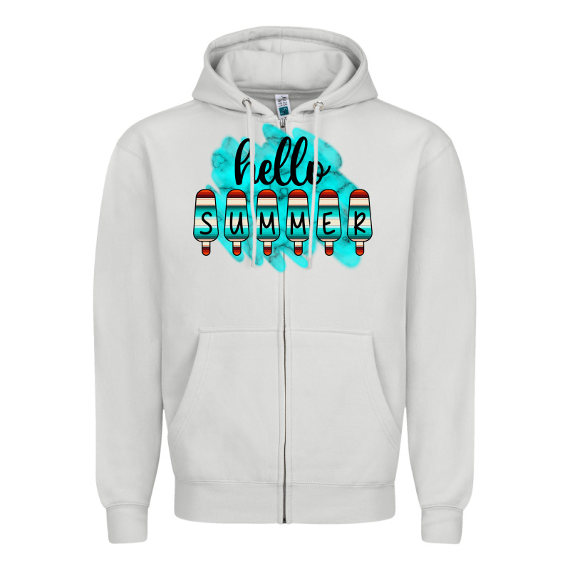 Hello Summer Serape Turquoise Zipper Hoodie by CowCowDesign | Teevron