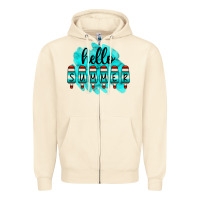 Sandshell Hello Summer Serape Turquoise Zipper Hoodie - CowCowDesign