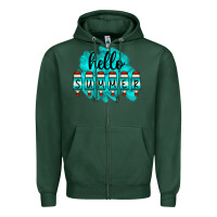 Sports Green Hello Summer Serape Turquoise Zipper Hoodie - CowCowDesign
