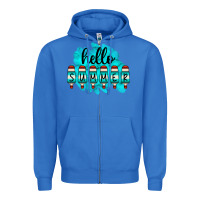 True Royal Hello Summer Serape Turquoise Zipper Hoodie - CowCowDesign