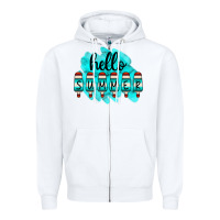 White Hello Summer Serape Turquoise Zipper Hoodie - CowCowDesign