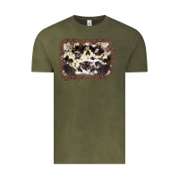 Vintage Olive Cowhide Leopard Background Vintage Tee - JahusDesignShop